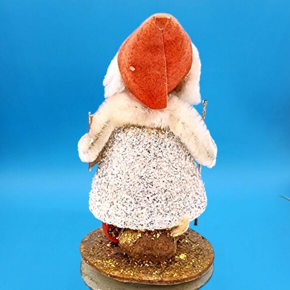 Vintage 1950s Putz Elf Christmas Ornament • Red Flocked Hat • Holding Book & Sta - Picture 4 of 9